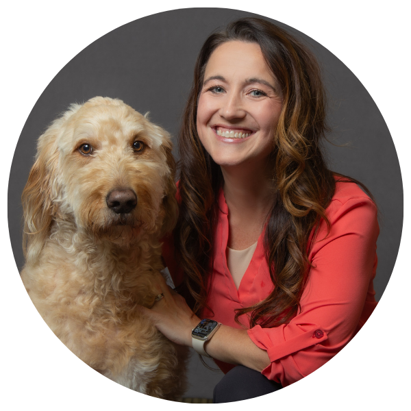 Shannon Heick with her therapy dog, Goose